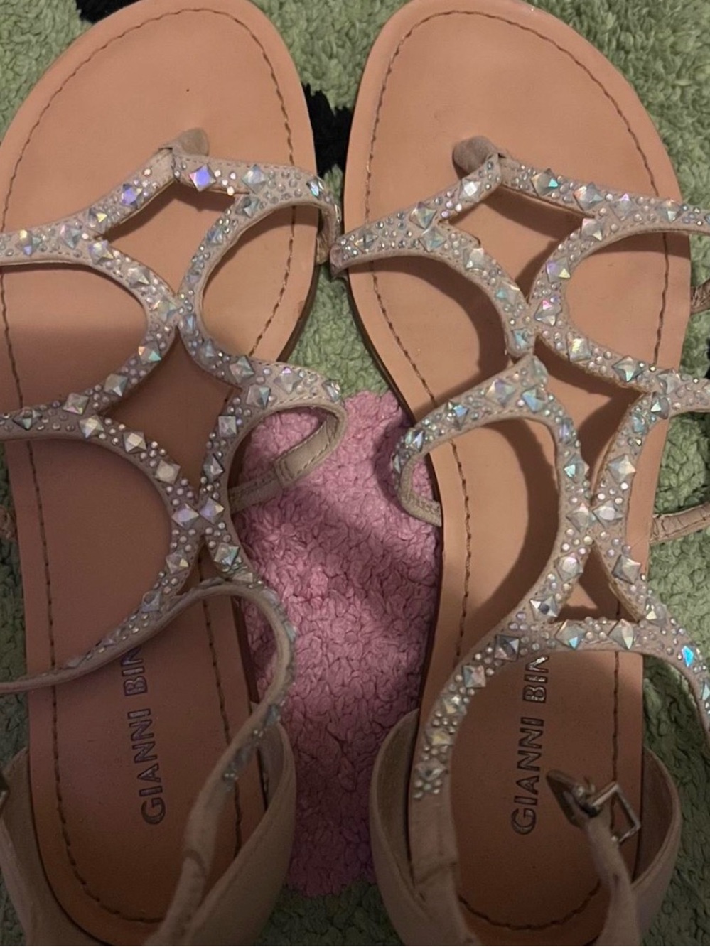 Gianni Bini Beige Crystal Embellished Strappy Sandals